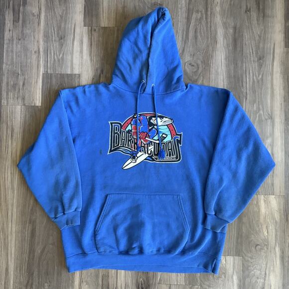 Vintage Jacksonville Barracudas Minor League Hockey Hoodie Men's Size L Blue - Picture 1 of 6